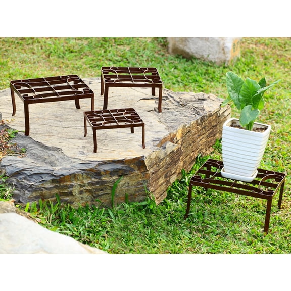 SPI Home Set of 4 Cast Iron Square Nested Plant Stands