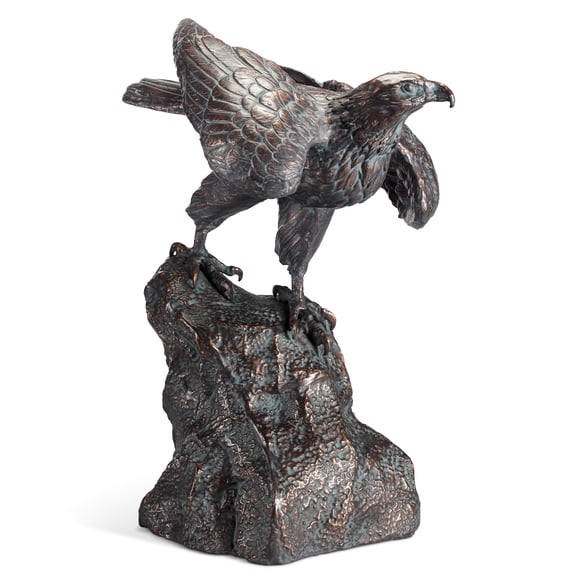 SPI Perching Hawk Sculpture 28" x 23" x 14.5" 23 lbs. Aluminum