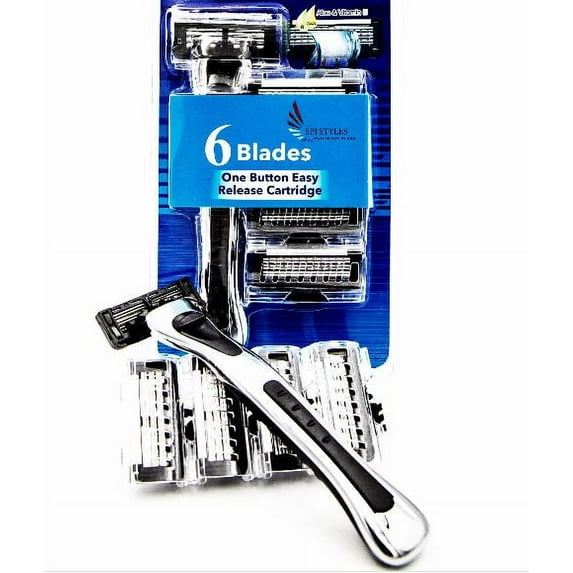 SPI Styles 6 Blade Elite Disposable Razor System - with (5 Replacement Cartridges)