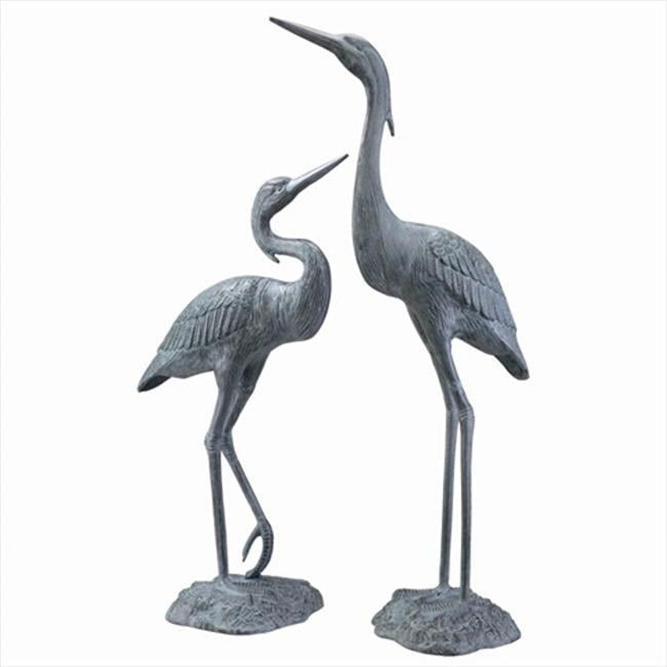 SPI Weathered Gray Finish Heron Pair Garden Sculpture Indoor / Outdoor