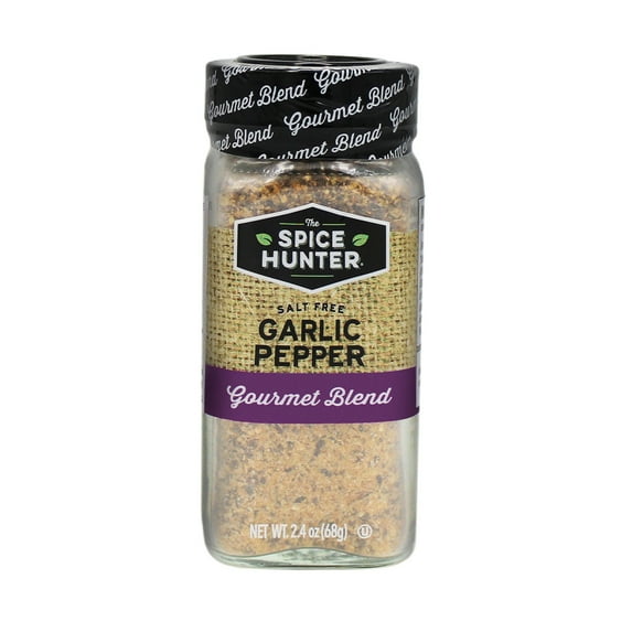 SPICE HUNTER - All Natural Garlic Pepper Salt Free 2.4OZ ( Pack of 6)