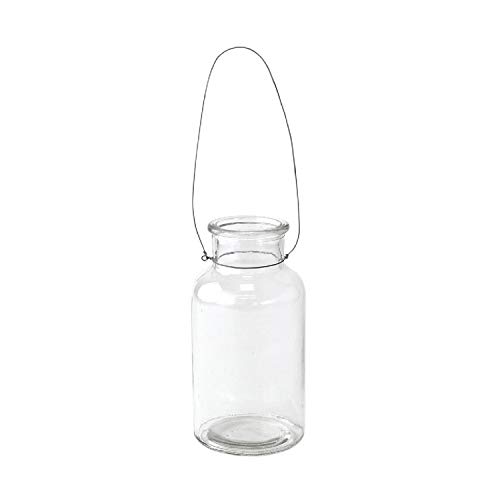 SPICE OF LIFE Vase, wire handle, glass bottle base, clear, size M