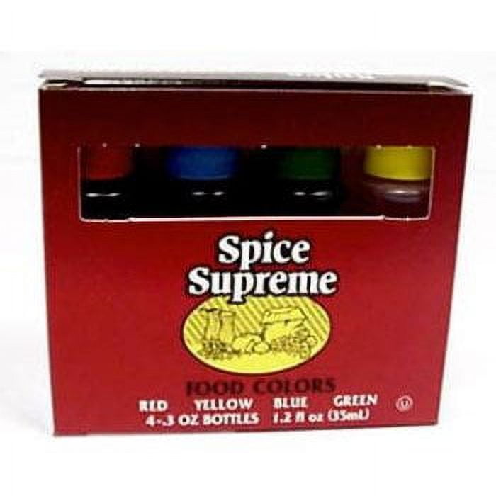 Spice Supreme Assorted Food Colors Red Blue Green Yellow 1.2 oz