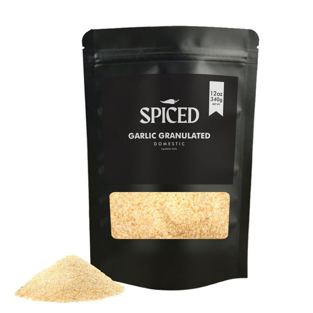 SPICED Granulated Garlic, 12oz of Garlic Granules Spice, Made from High Quality Garlic in Resealable Bag, Great for Everyday Cooking and Seasoning