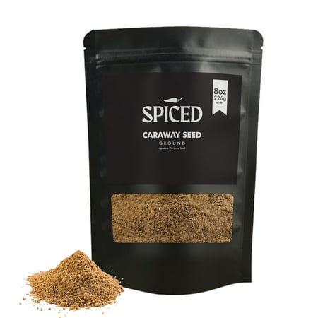 SPICED Ground Caraway Seed, 8oz of Authentic Caraway Seeds in Resealable Bag, Great for Cooking, Seasoning, Baking, Rye Bread, Curry, Stew, and Even Liquors