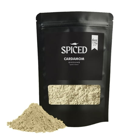 SPICED Ground Cardamom, 6 Oz of Pulverized Cardamon in Closable Bag for Cooking, Great for Spice Blends, Seasoning, Curries and Marinade and Even Tea