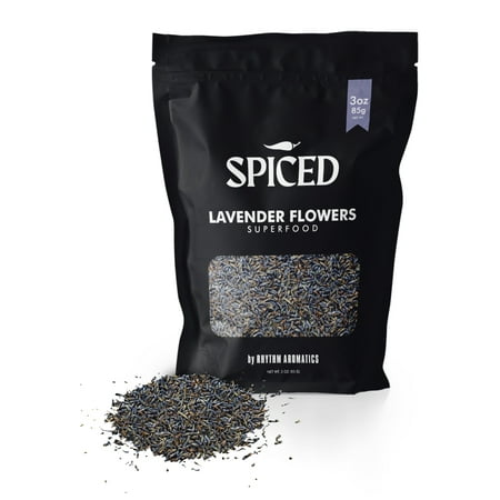 SPICED Lavender Flower, 3 Oz of Dried Lavender Flower in Closable Bag for Culinary Use, Great for Baking, Cooking, Tea and Lemonade