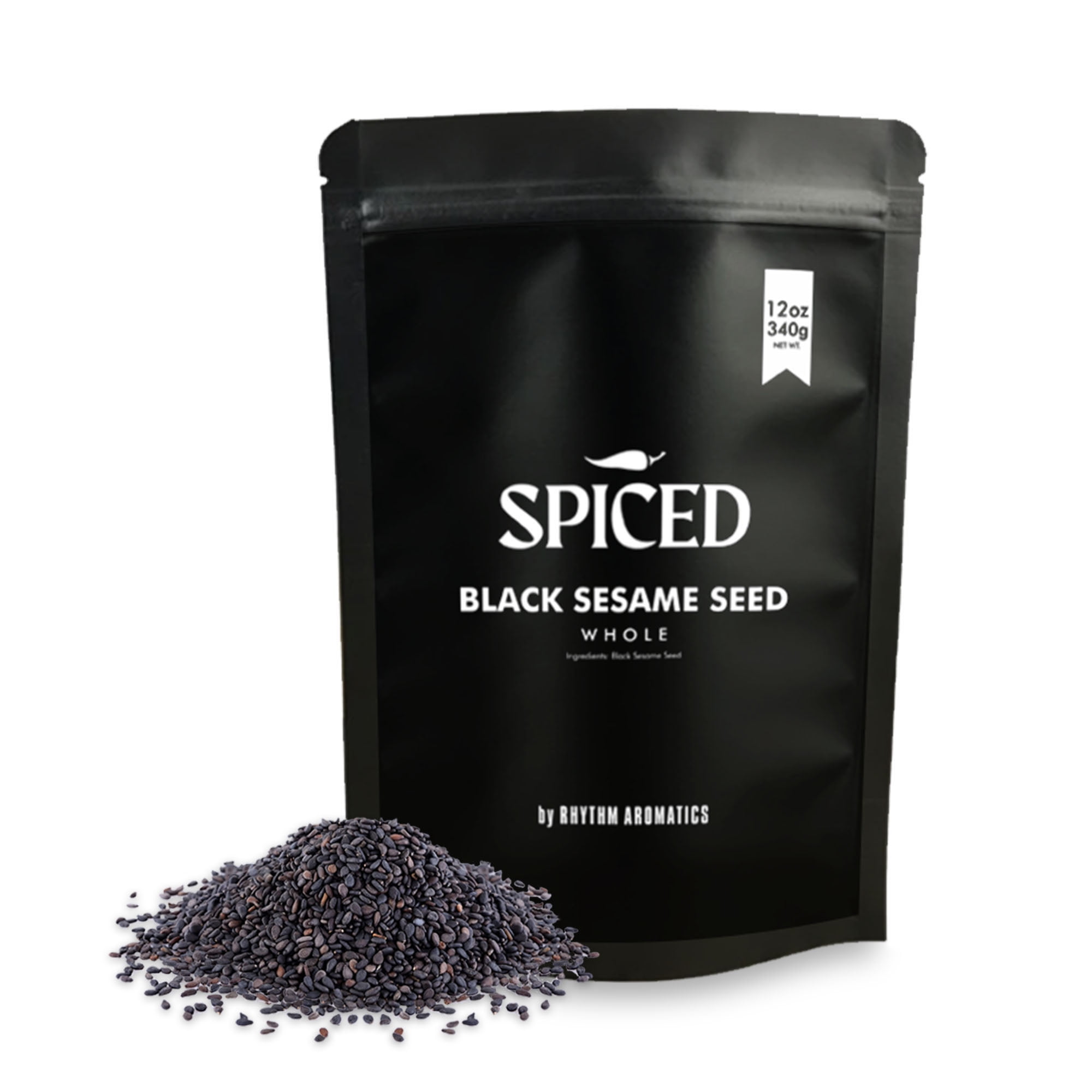 SPICED Whole Black Sesame Seeds, 12oz of Gourmet Black Sesame Seed in