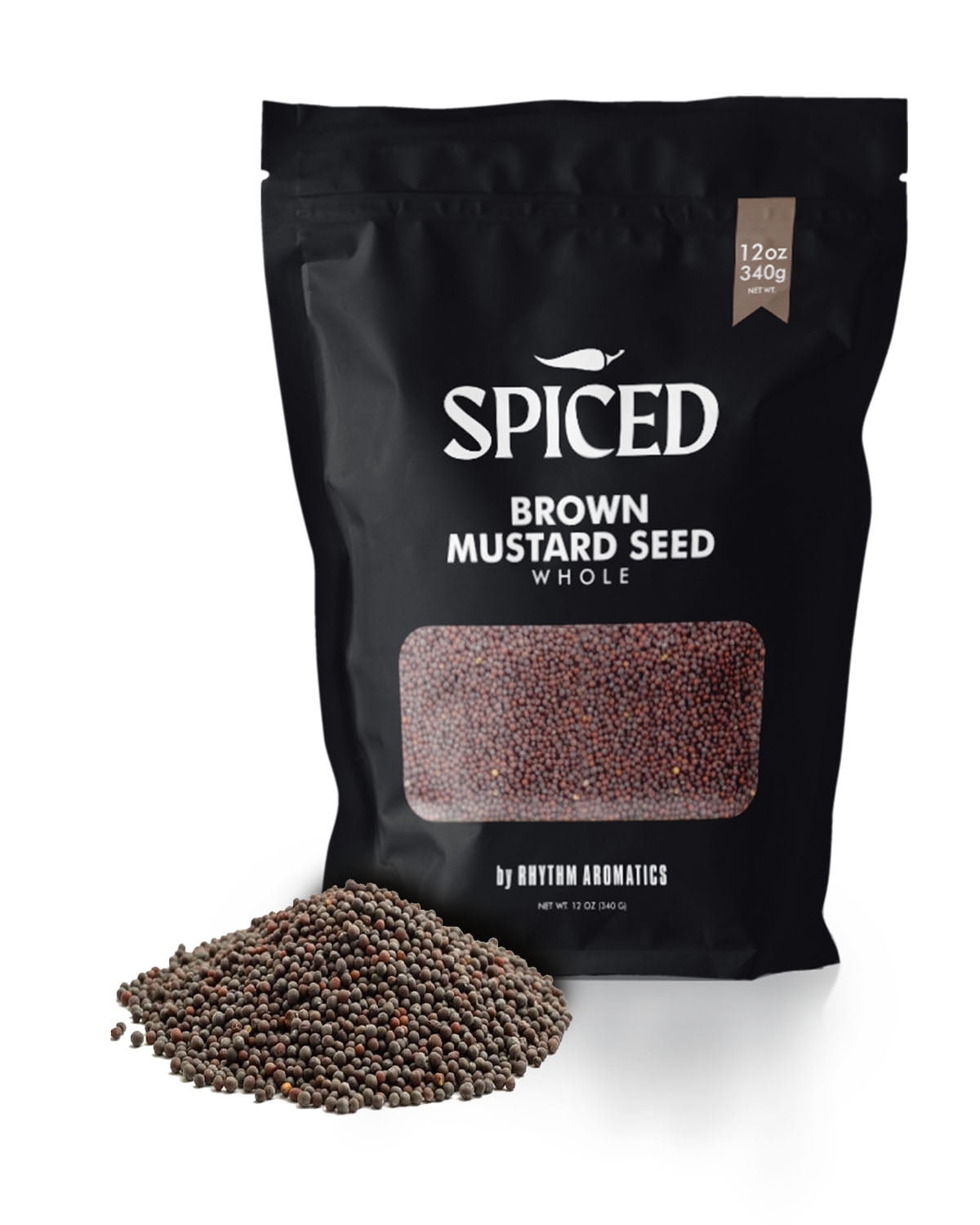 SPICED Whole Mustard Seed Brown, 12 Oz. Bag for Cooking, Seasoning and Flavoring
