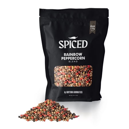 SPICED Whole Rainbow Peppercorn Blend, 6oz of Mixed Peppercorns for Grinder Refill in Resealable Bag, Great for Seasoning, Spice Blends, Salads, Marinades and Sauces