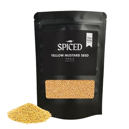 SPICED Whole Yellow Mustard Seeds, 12 oz of Yellow Mustard Seeds in Resealable Bag, Great for Pickling, Spice Blends, Seasoning, Homemade Rubs and Sauces