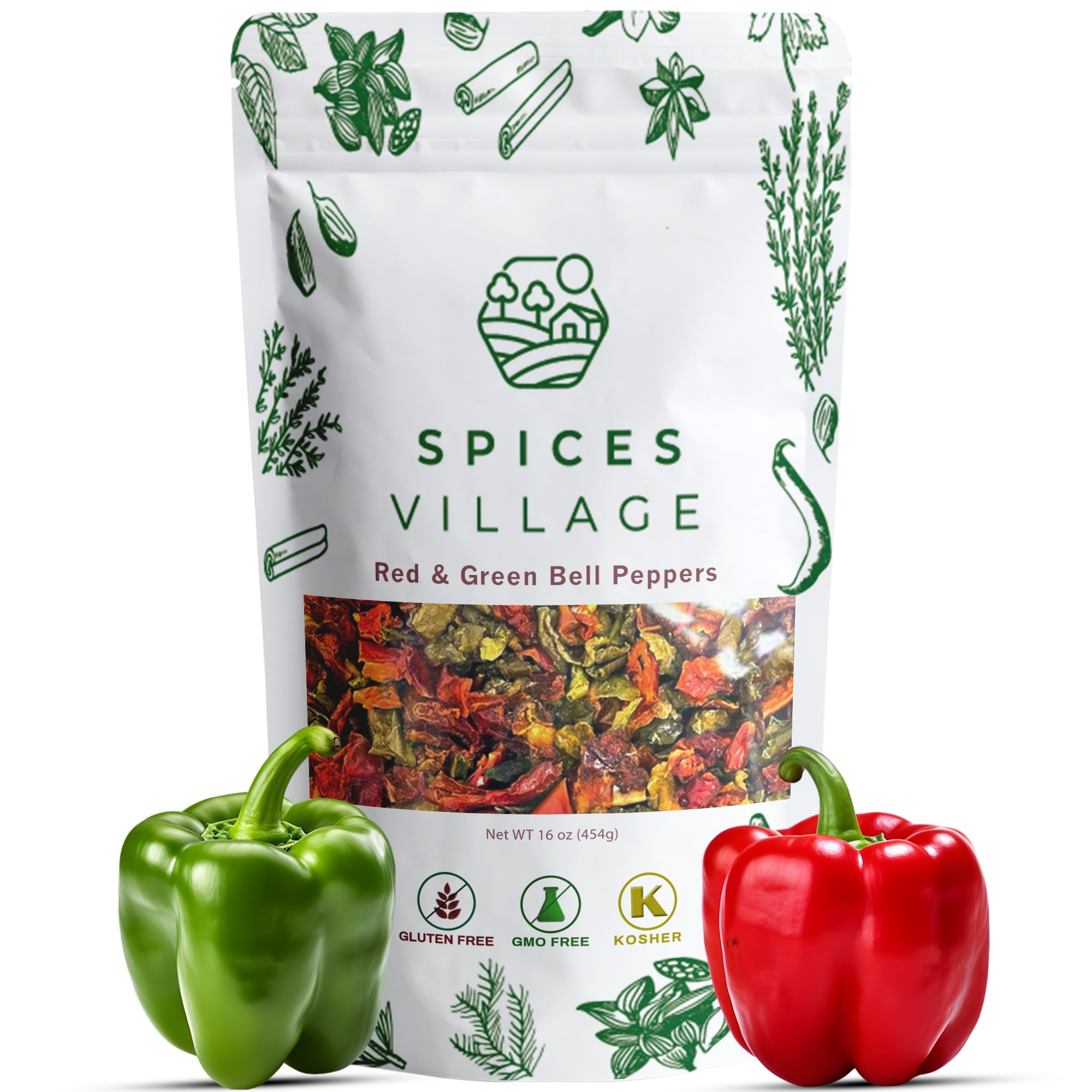 SPICES VILLAGE Dehydrated Bell Peppers Mix, Dried Bell Pepper Flakes