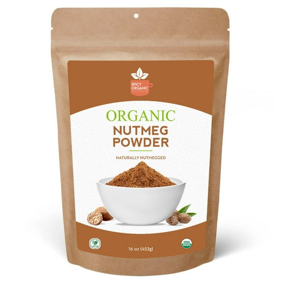 SPICY ORGANIC Ceylon Organic DHF10 Nutmeg Powder (8 oz Pack)- Certified USDA Organic - Fresh Ground Nutmeg Spice for Baking, Cooking, Spices and Seasoning