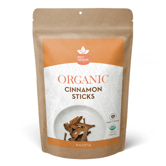 SPICY ORGANIC Cinnamon Sticks - 100% USDA Certified Organic - With Strong Aroma, Ideal For Cooking & Baking