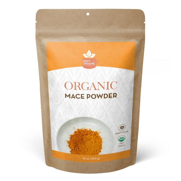 SPICY ORGANIC Mace Powder-16 OZ - Certified USDA Organic Non-GMO Flavorful Addition to Your Cooking- Best Use For Cakes & Puddings