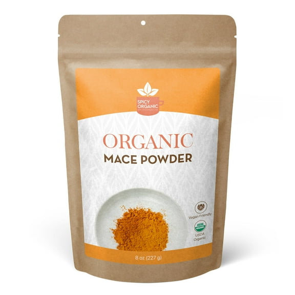 SPICY ORGANIC Mace Powder-8 OZ - Certified USDA Organic Non-GMO Flavorful Addition to Your Cooking- Best Use For Cakes & Puddings