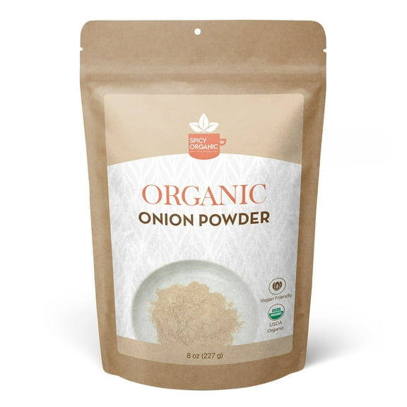 SPICY ORGANIC Onion Powder –8 OZ- Certified USDA Organic, Pure and Natural, Non-GMO - Perfect for Cooking and Seasoning!
