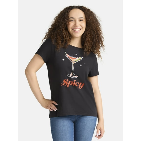Cactus and Pearl Women's Spicy Graphic Tee, Sizes XXS-2XL