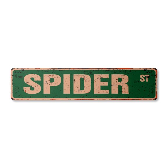 SPIDER Vintage Plastic Street Sign spiders insects bug entomology arachnid | Indoor/Outdoor | 18" Wide