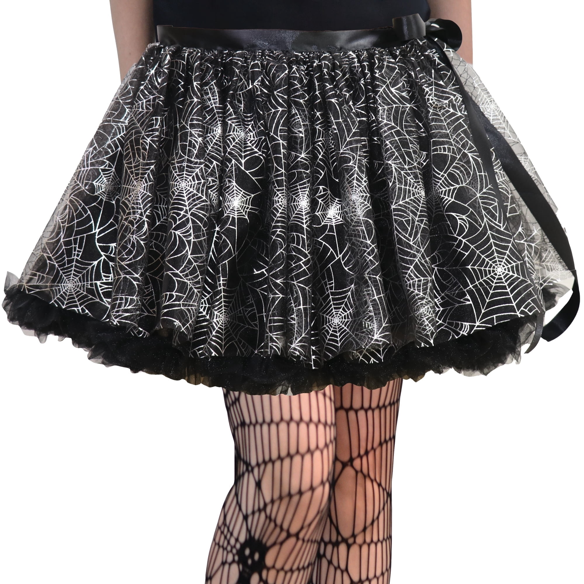 Spiderweb Tutu Costume Accessory for Adults, Black and Silver, S/M, Halloween by Way To Celebrate