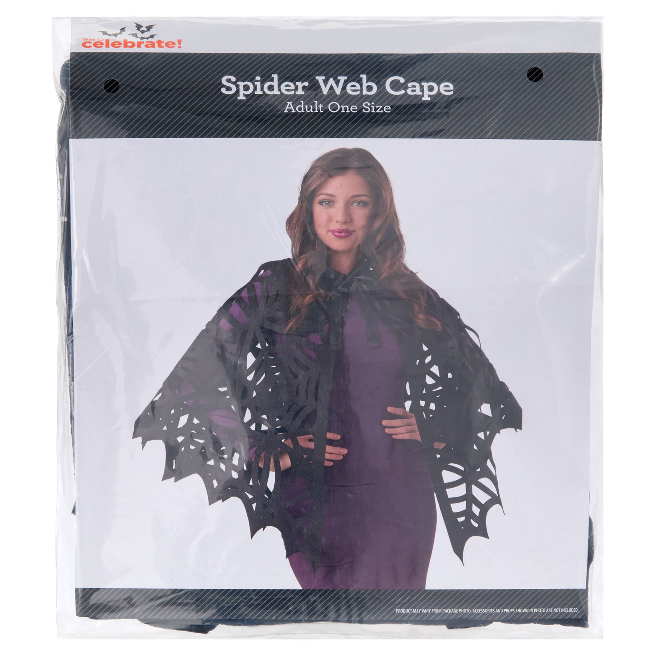 Spider Web Cape Costume Accessory for Adults, Black, One Size, Halloween by Way To Celebrate