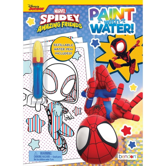 Disney Jr Spidey and His Amazing Friends 12-Page Paint with Water Mess-Free Coloring Book, by Bendon