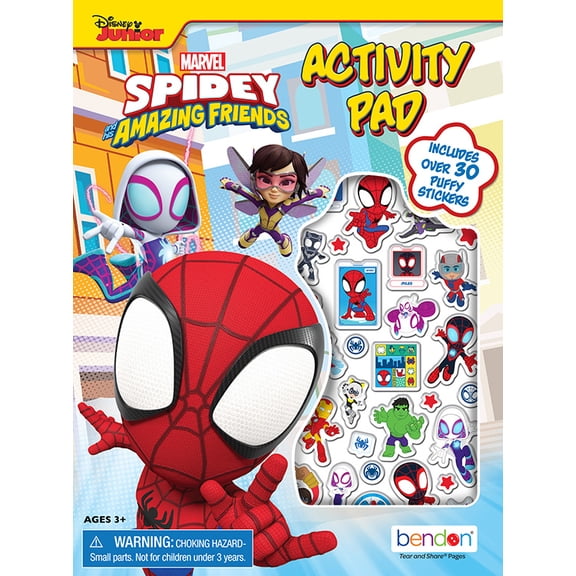Disney Jr Spidey and His Amazing Friends 32-Page Coloring and Activity Book with Puffy Stickers, by Bendon