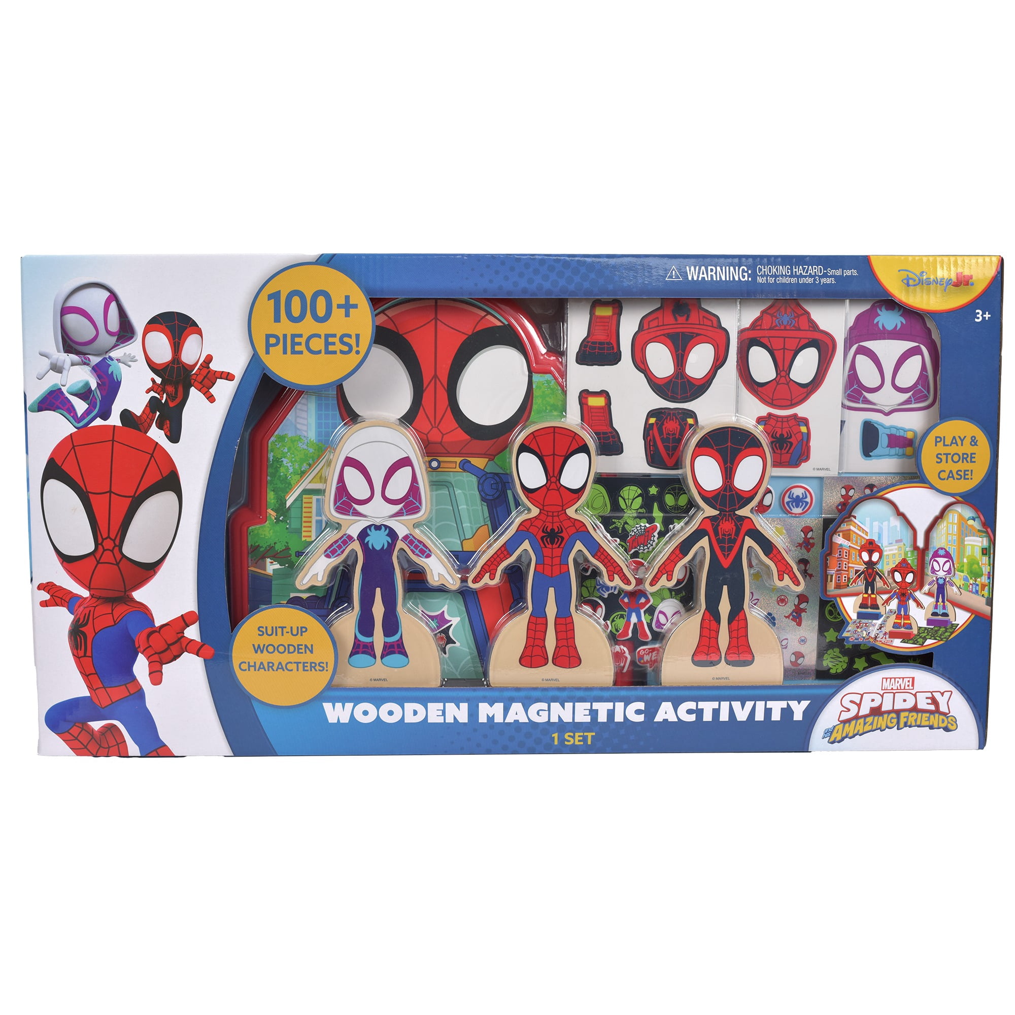 Marvel Spidey and His Amazing Friends Wooden Magnetic Activity, Storage Case with Magnetic Characters,