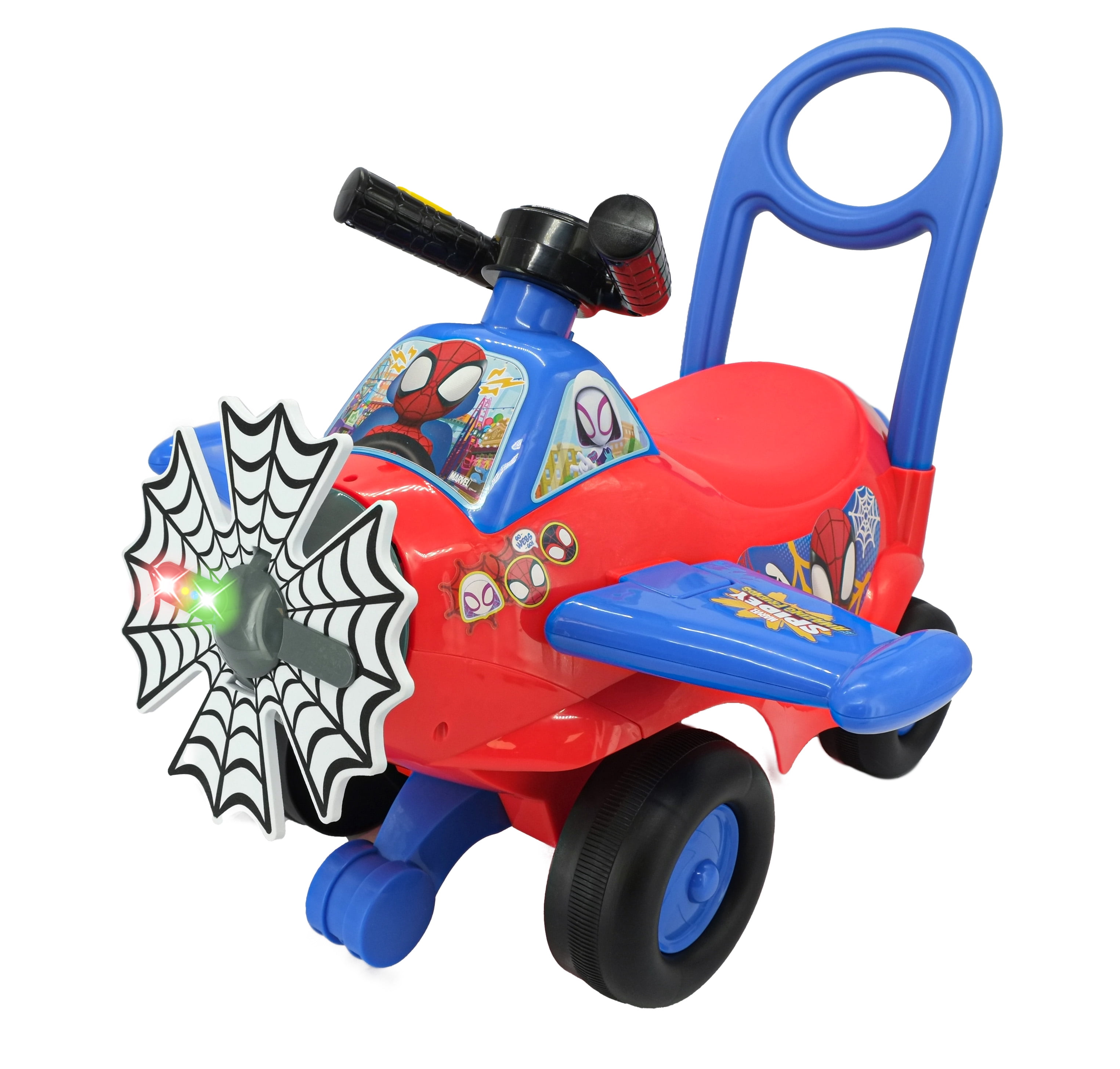 Kiddieland Marvel Spidey and Friends Activity Plane Ride-On for Toddlers with Lights and Sounds