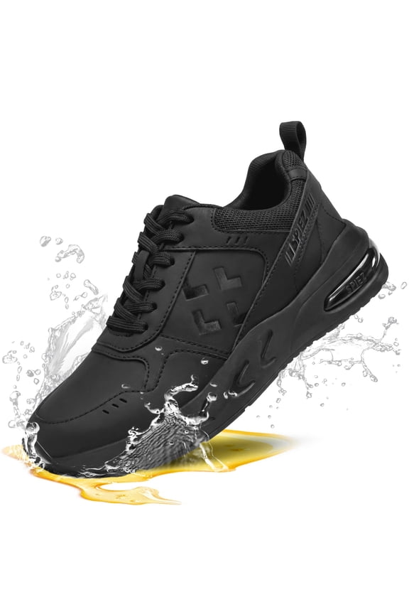 ® Women's Slip Resistant Shoes,Waterproof Non Slip Work Shoes,Lightweight Work Sneakers for Server|Nurse|Chef-Black,Size 6