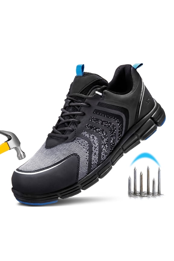 Men's Ultra-Light Composite Toe Safety Shoes - Anti-Impact, Puncture-Resistant & Slip-Resistant for Work & Casual Wear,Black Size 11
