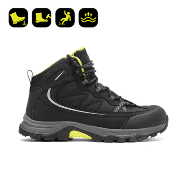 SPIEZ Men’s High-Top Outdoor Hiker Work Boots – Composite toe,Non-Slip,Lightweight,Wear-Resistant Safety Shoes for Construction,Warehouse,and Industrial Use - Black Size 10.5