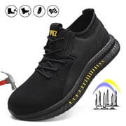 SPIEZ Men s Composite Toe Safety Shoes, Kevlar Insole - Puncture Resistant, Non-slip, Breathable, slip-on work Sneakers for Long Hours, Black/Yellow Size 11