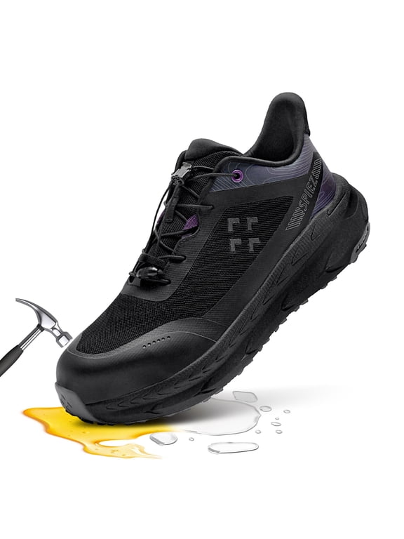 ® Men's Composite Toe Work Shoes,Oil-Resistant SRC Non Slip Shoes,Lightweight Safety Shoes for Factory|Construction|Outdoor|Warehouse ,Black Size 10.5