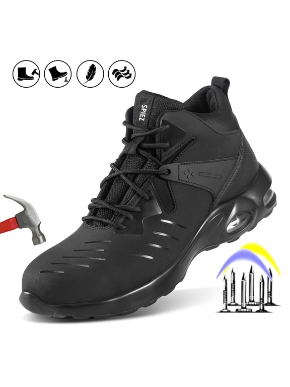 Men's Safety Shoes, Lightweight & Easy-to-Clean Waterproof Composite Toe, Slip-Resistant Work Sneakers