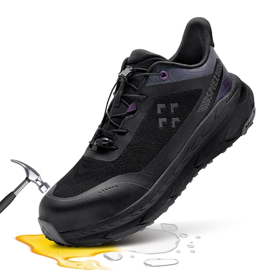 SPIEZ® Men's Composite Toe Work Shoes,Oil-Resistant SRC Non Slip Shoes,Lightweight Safety Shoes for Factory|Construction|Outdoor|Warehouse ,Black Size 10.5