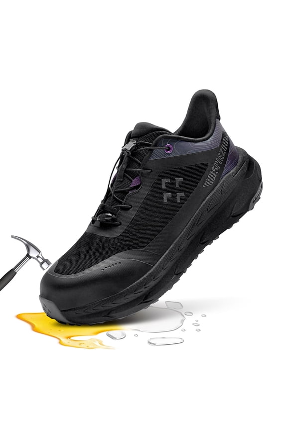 ® Men's Composite Toe Work Shoes,Oil-Resistant SRC Non Slip Shoes,Lightweight Safety Shoes for Factory|Construction|Outdoor|Warehouse ,Black Size 10.5