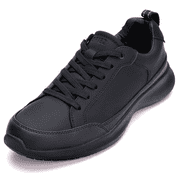 SPIEZ Men's Slip Resistant Work Shoes, Waterproof Oilproof Non Slip Shoes for Men, Kitchen Chef Restaurant Food Service Shoes Black
