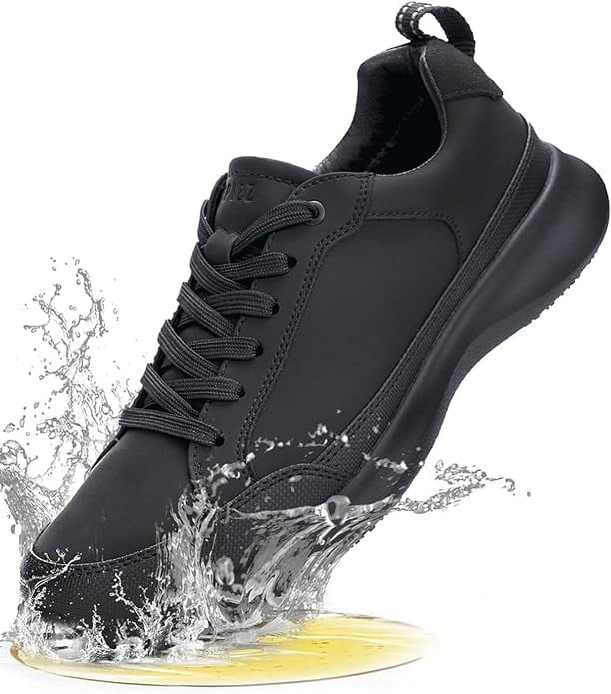 SPIEZ Men s Non Slip Work Shoes Waterproof Oil Resistant Safety Sneakers for Food Service Black Size 12