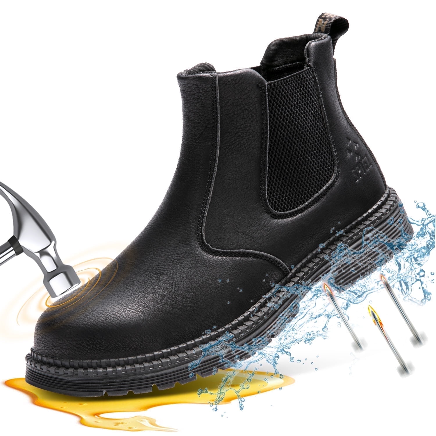 SPIEZ Men's Steel Toe Chelsea Safety Boots, Non-Slip