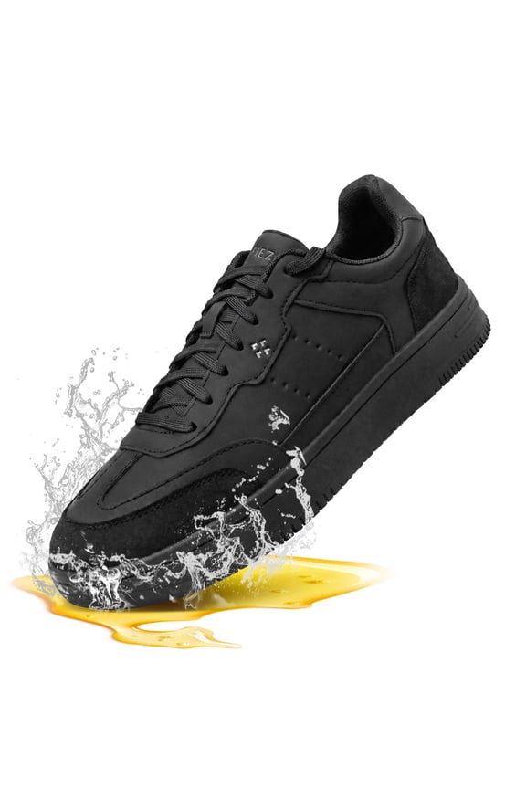 Non Slip Work Shoes for Women, Water-Repellent Oil-Resistant Sneakers for Kitchen, Food Service, Healthcare, Hotel, and Retail Industry Workers, Black Size 8