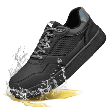 SPIEZ Slip Resistant Work Shoes for Men Women, Waterpfoof Oil Resistant Non-Slip Sneakers for Chef, Food Service, Restaurant, and Nursing - Black Size 10 Women/8.5 Men
