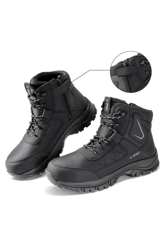 ® Men's Steel Toe ESD Work Boots, Anti-Static Waterproof Safety Boots, Non-Slip High Top Lace-Up Shoes with Zipper, Puncture-Resistant, for Industrial & Construction Use, Black, Size 12