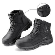 SPIEZ® Waterproof Safety Boots for Men, Steel Toe Work shoes, Guard Zippered Industrial and Construction Boots, Black, Size 10