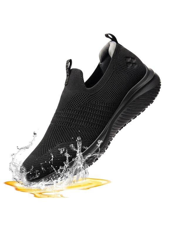 ® Women's Non Slip Shoes,Water-Repellent Slip Resistant Work Shoes,Lightweight Slip on Shoes for Women Server|Nurse|Chef-Black,Size 9.5