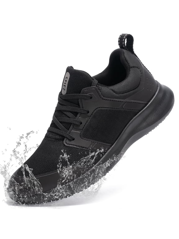 Women's Slip Resistant Shoes, Waterproof Oilproof Lightweight Non Slip Shoes for Women, Chef Waitress Restaurant Breathable Work Shoes - Black Size 8.5