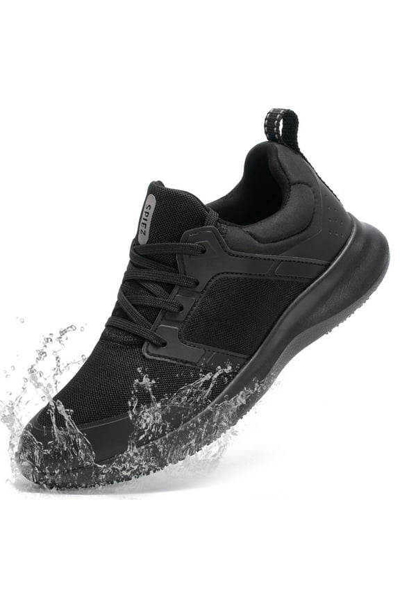 Women's Slip Resistant Shoes, Waterproof Oilproof Lightweight Non Slip Shoes for Women, Chef Waitress Restaurant Breathable Work Shoes - Black Size 8.5