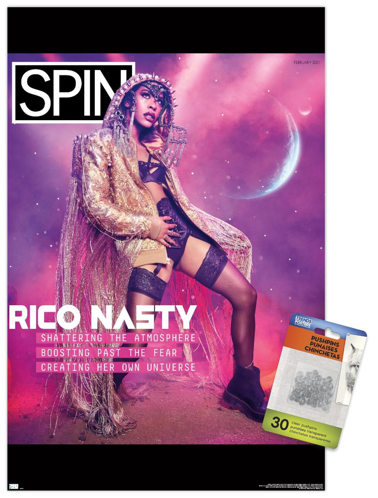 SPIN Magazine - Rico Nasty 21 Wall Poster with Push Pins, 14.725" x 22.375"