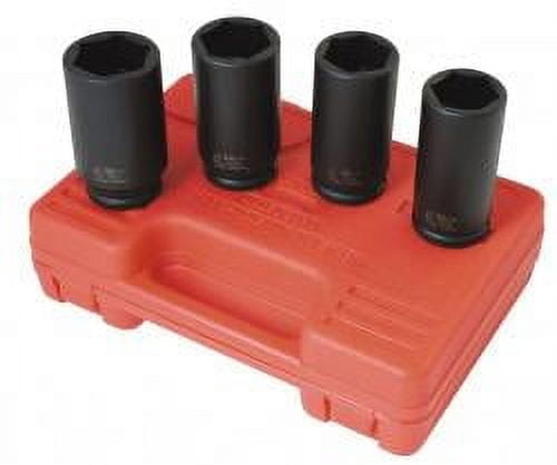 SPINDLE NUT SOCKET SET 4 PC 1/2IN DR 6 POINT