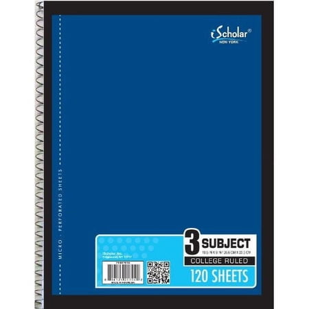 iScholar 120 Sheets College Ruled 3 Subject Notebook 1 Each